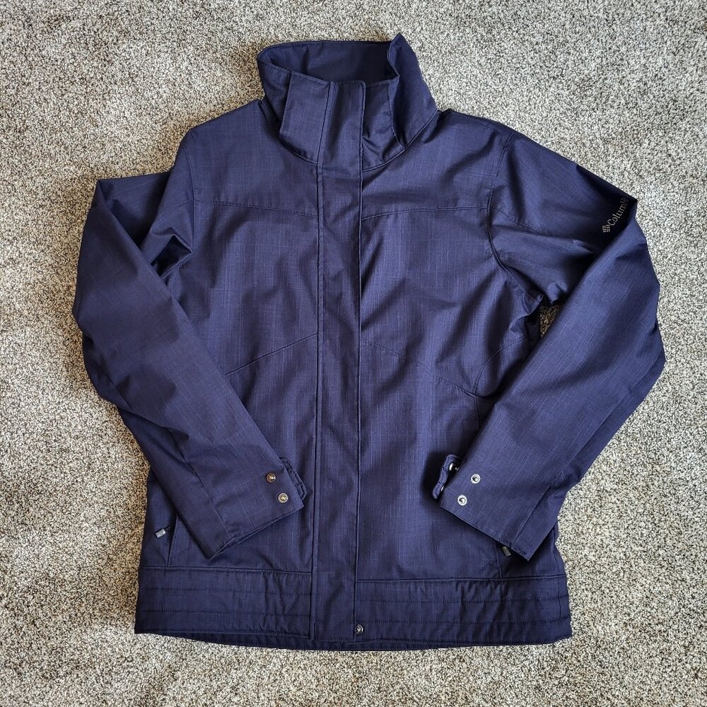 Columbia Interchange Size M, Unisex Navy Blue Rain/Winter Jacket • EUC • No Hood